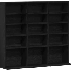 vidaXL CD-kast 100x23x89,5 cm bewerkt hout zwart eikenkleurig