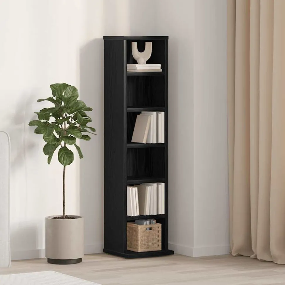 vidaXL CD-kast 21x20x88 cm spaanplaat zwart eikenkleurig
