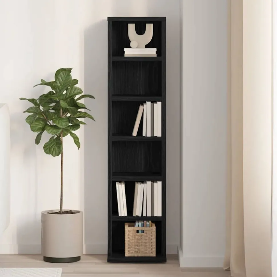vidaXL CD-kast 21x20x88 cm spaanplaat zwart eikenkleurig