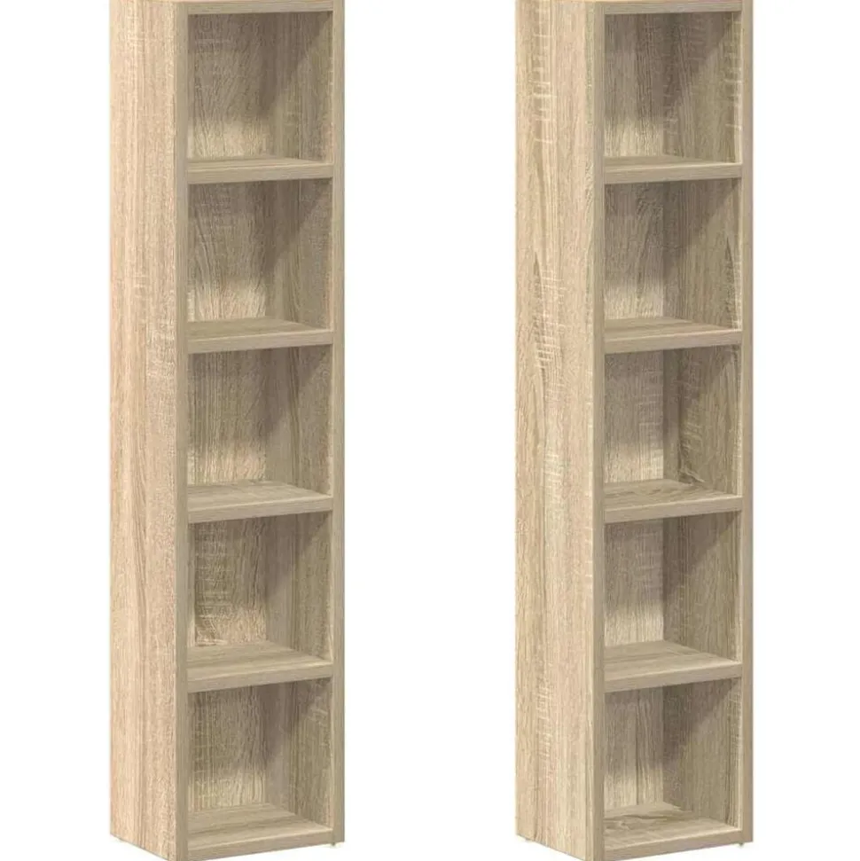 vidaXL Cd-kasten 2 st 21x16x93,5 spaanplaat sonoma eikenkleurig