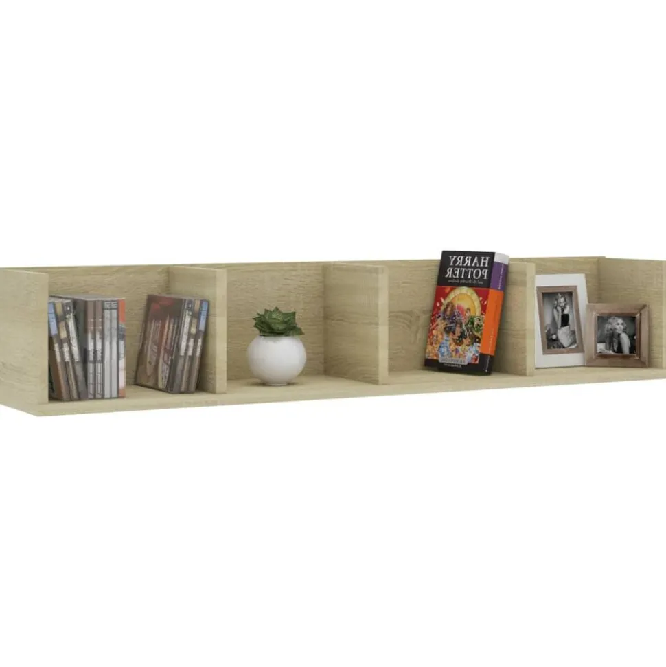 vidaXL Cd-wandschap 100x18x18 cm bewerkt hout sonoma eikenkleurig