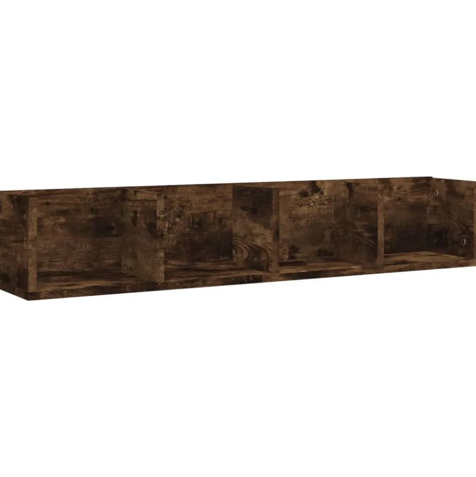 vidaXL CD-wandschap 100x18x18 cm bewerkt hout gerookt eikenkleurig