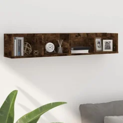 vidaXL CD-wandschap 100x18x18 cm bewerkt hout gerookt eikenkleurig