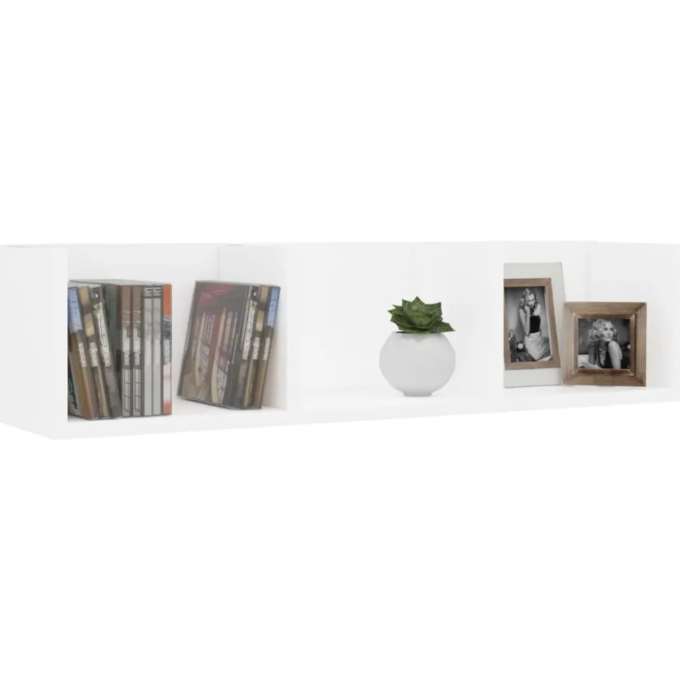 vidaXL Cd-wandschap 75x18x18 cm bewerkt hout wit