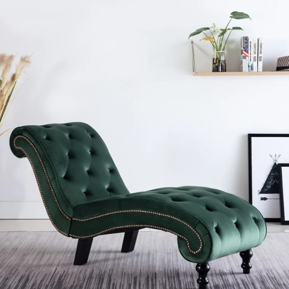 vidaXL Chaise longue fluweel groen