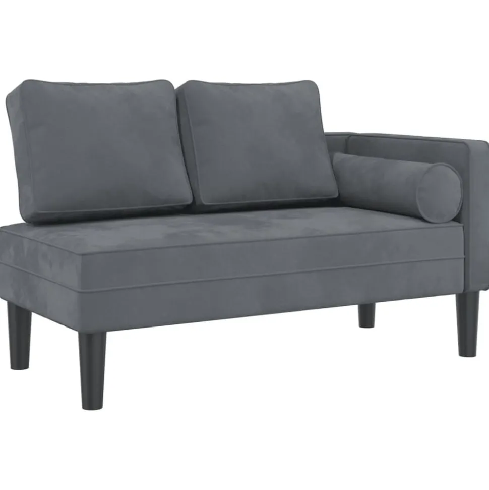 vidaXL Chaise longue met kussens fluweel donkergrijs