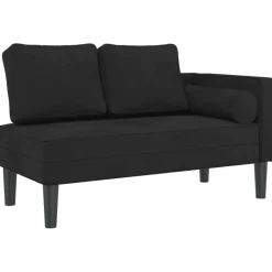 vidaXL Chaise longue met kussens fluweel zwart