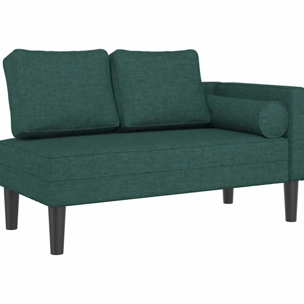 vidaXL Chaise longue met kussens stof donkergroen