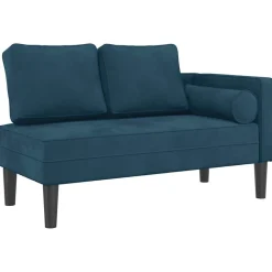 vidaXL Chaise longue met kussens fluweel blauw