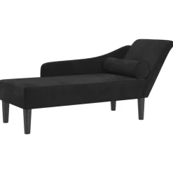 vidaXL Chaise longue met kussens fluweel zwart