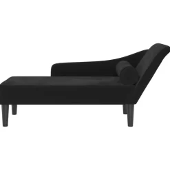vidaXL Chaise longue met kussens fluweel zwart