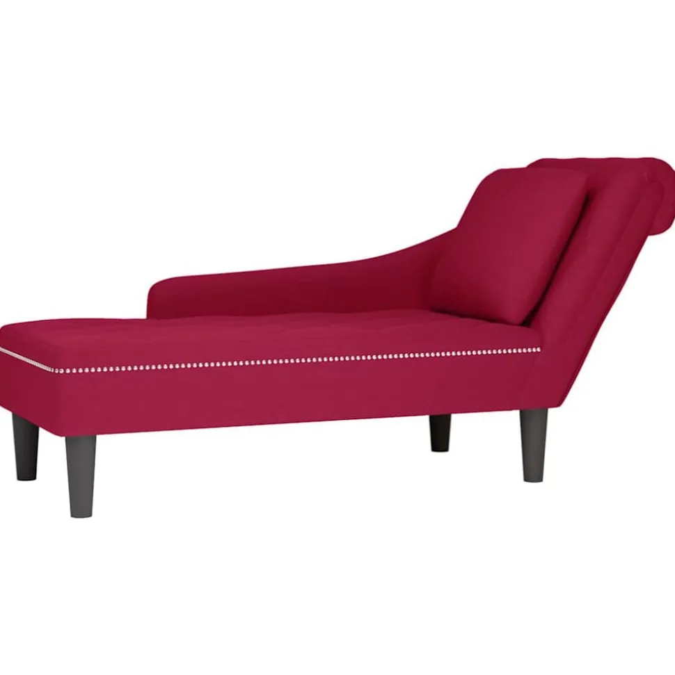 vidaXL Chaise longue met kussen en rechterarmleuning fluweel wijnrood
