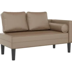 vidaXL Chaise longue met kussens kunstleer cappuccino