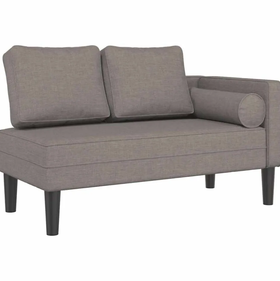 vidaXL Chaise longue met kussens stof taupe
