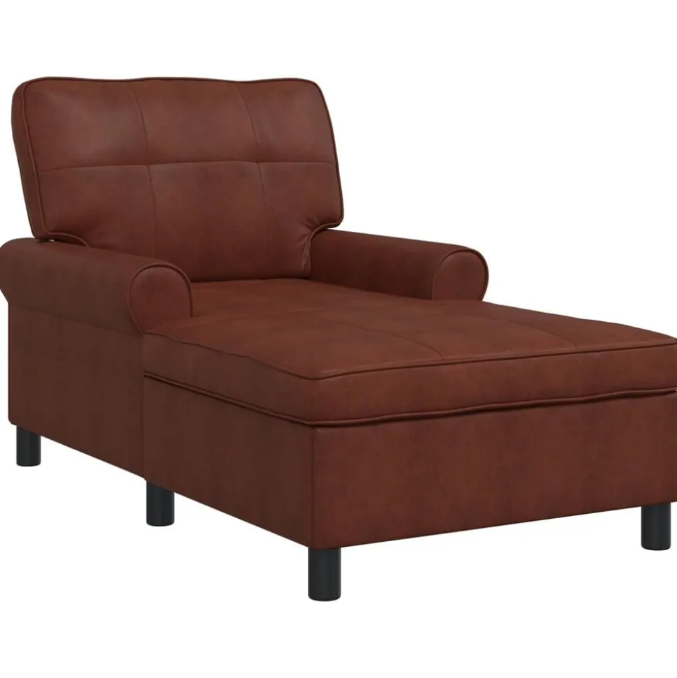 vidaXL Chaise Lounge Glanzend Bruin 91 x 157 x 91 cm Nep Leer