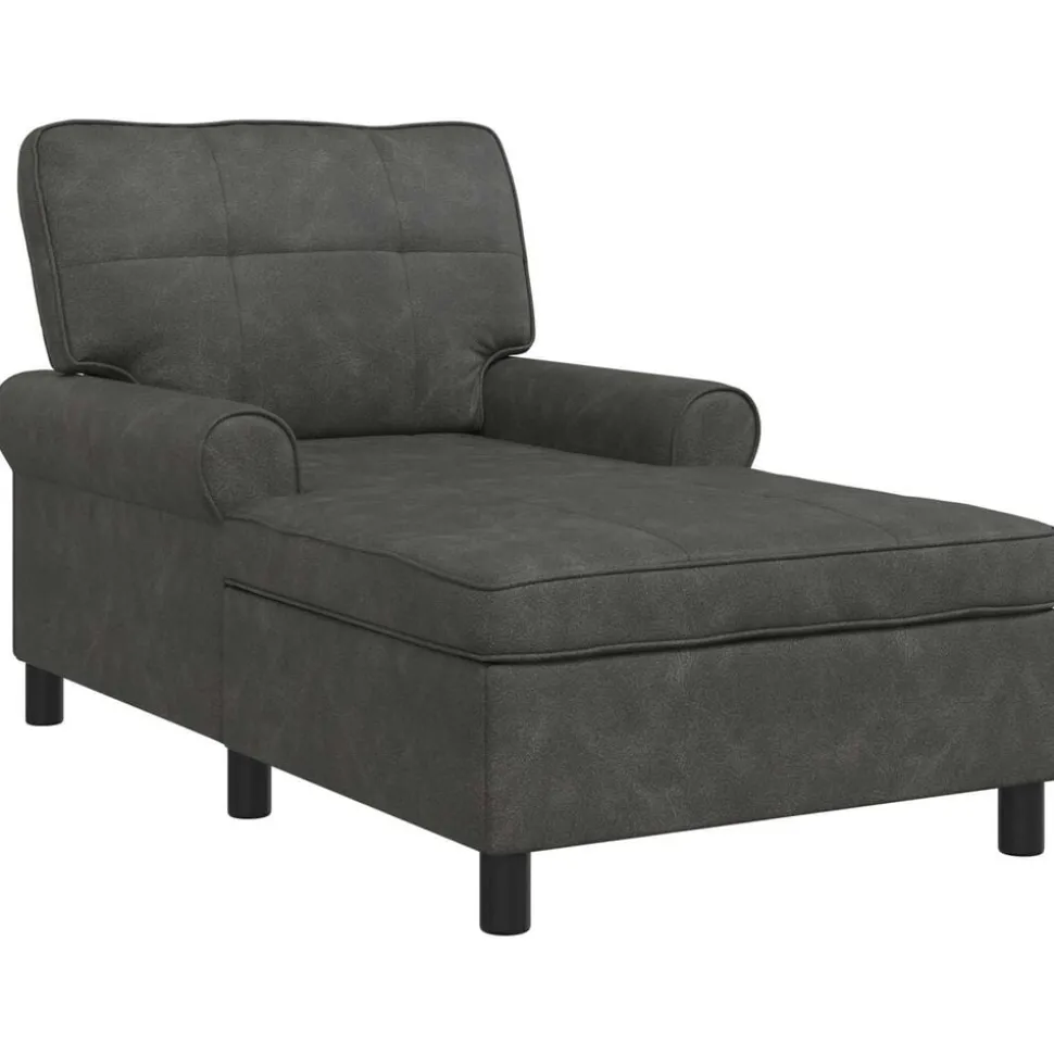 vidaXL Chaise Lounge met kussen Zwart 91 x 157 x 91 cm Nep Leer