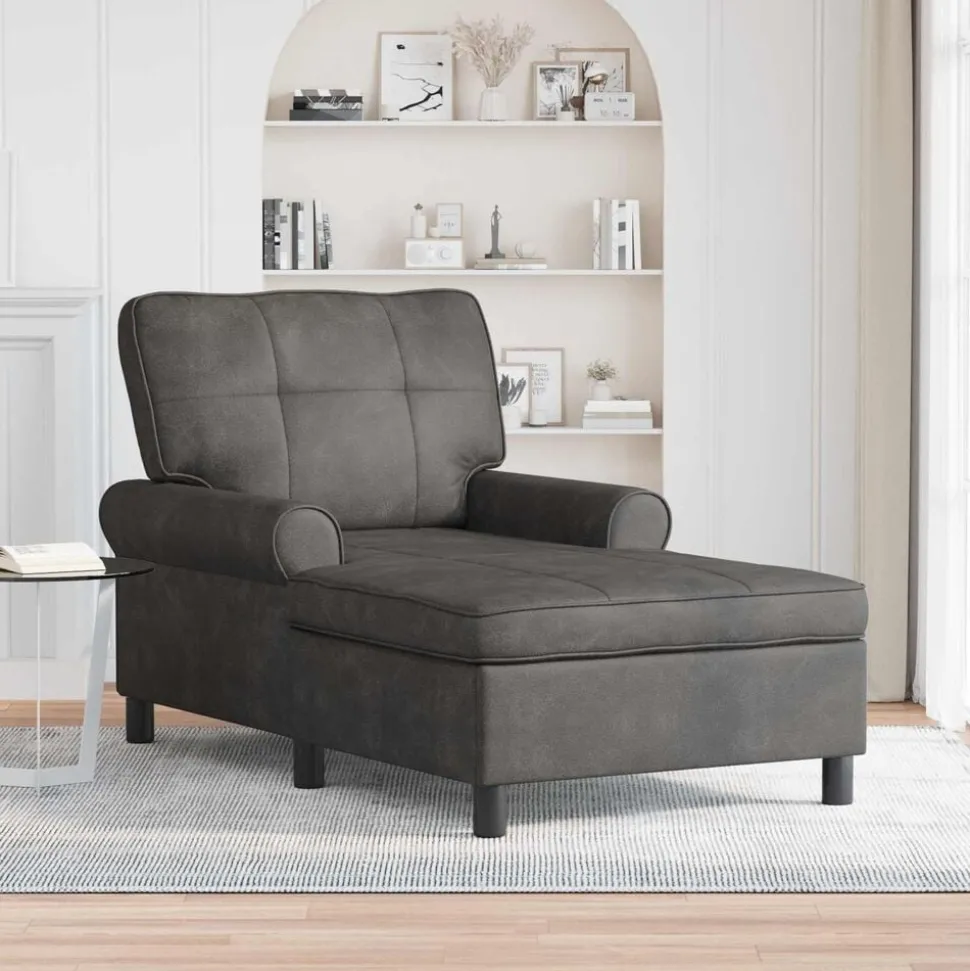 vidaXL Chaise Lounge met kussen Zwart 91 x 157 x 91 cm Nep Leer