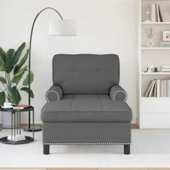 vidaXL Chaise Lounge met kussen Donkergrijs 91 x 157 x 91 cm Stof