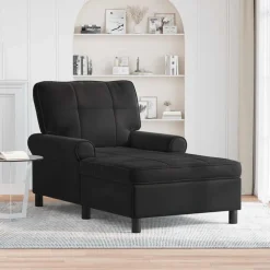 vidaXL Chaise Lounge met kussen Zwart 91 x 157 x 91 cm Fluweel