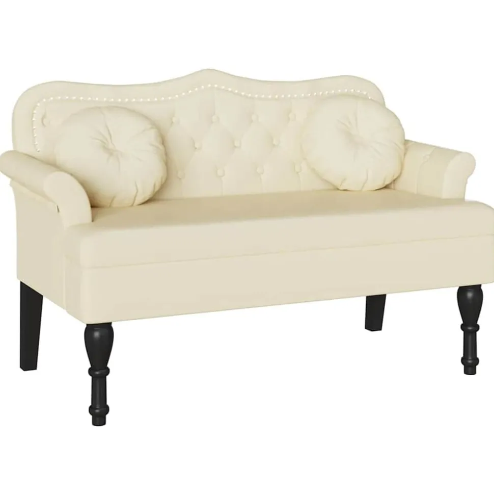 vidaXL Chesterfield Bank met kussen Crème 120,5 x 65 x 75 cm Nep Leer
