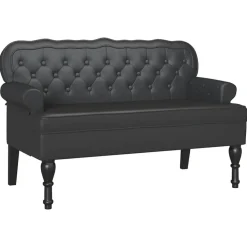 vidaXL Chesterfield Bank Zwart 119,5 x 64,5 x 75 cm Nep Leer