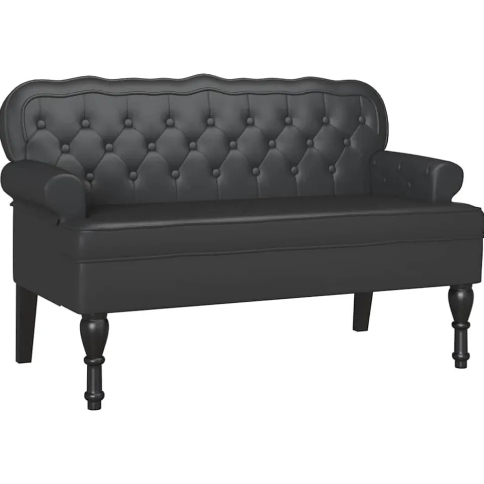 vidaXL Chesterfield Bank Zwart 119,5 x 64,5 x 75 cm Nep Leer