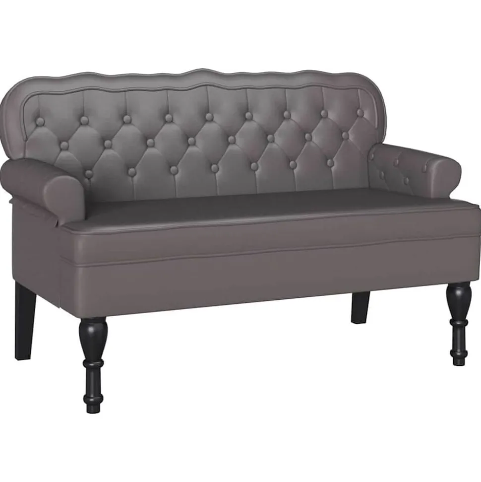 vidaXL Chesterfield Bank Grijs 119,5 x 64,5 x 75 cm Nep Leer