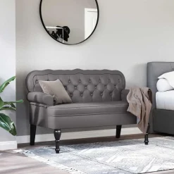 vidaXL Chesterfield Bank Grijs 119,5 x 64,5 x 75 cm Nep Leer