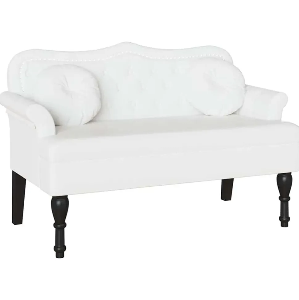 vidaXL Chesterfield Bank met kussen Wit 120,5 x 65 x 75 cm Nep Leer