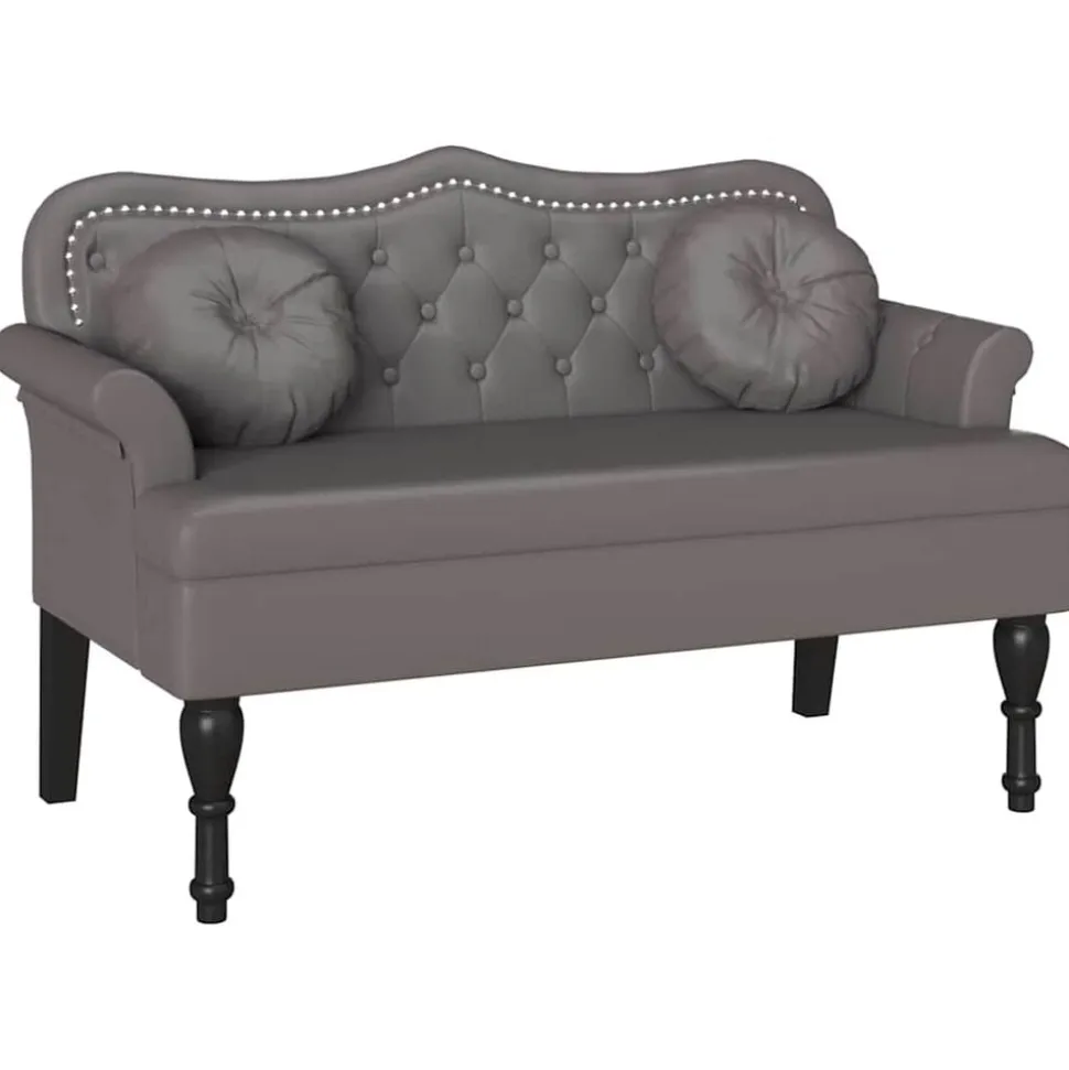 vidaXL Chesterfield Bank met kussen Grijs 120,5 x 65 x 75 cm Nep Leer