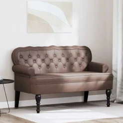 vidaXL Chesterfield Bank Bruin 119,5 x 64,5 x 75 cm Nep Leer