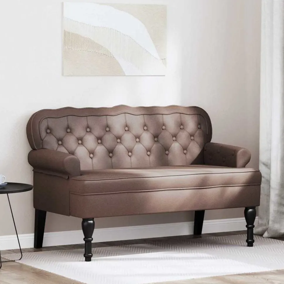 vidaXL Chesterfield Bank Bruin 119,5 x 64,5 x 75 cm Nep Leer