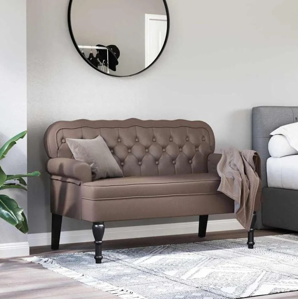 vidaXL Chesterfield Bank Bruin 119,5 x 64,5 x 75 cm Nep Leer