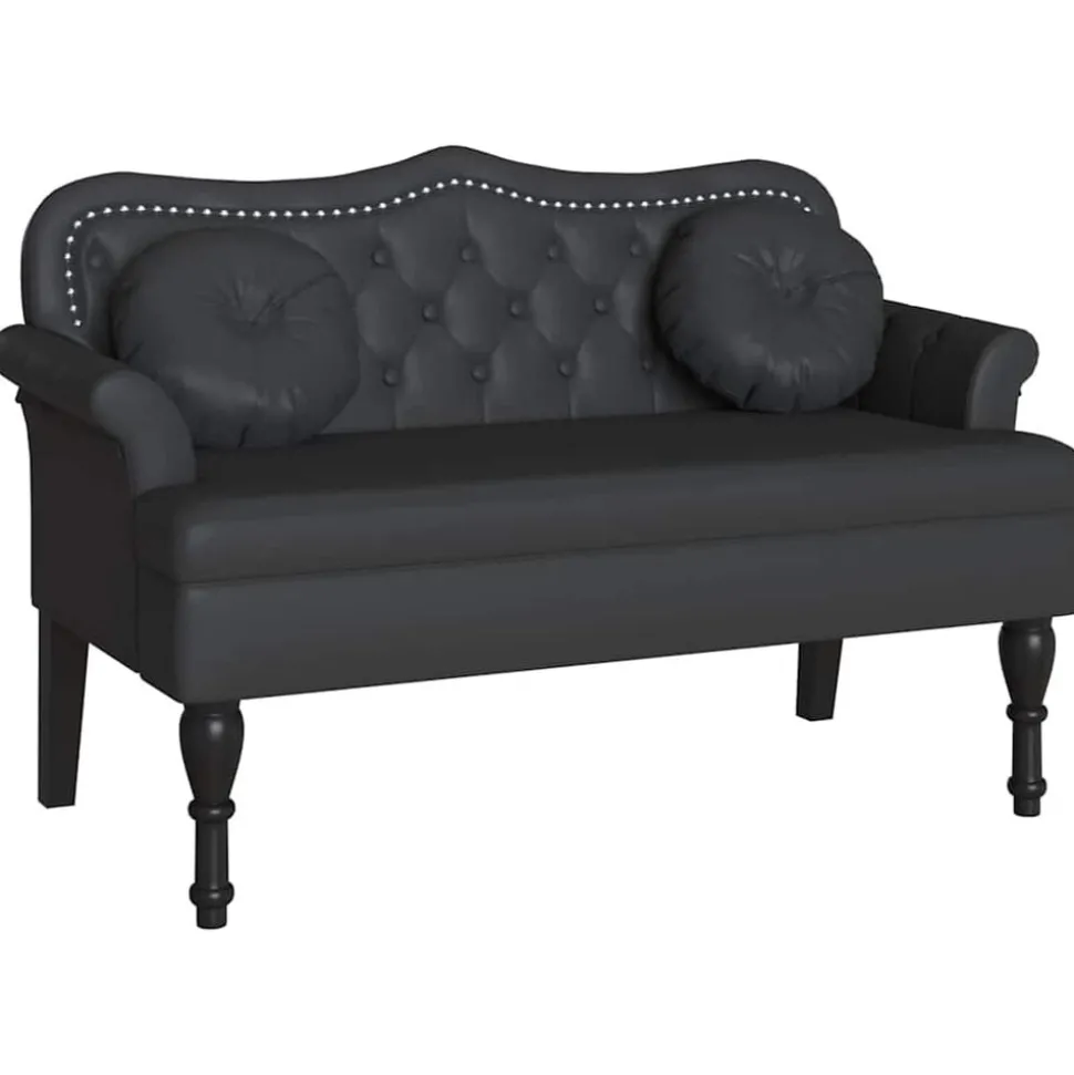 vidaXL Chesterfield Bank met kussen Zwart 120,5 x 65 x 75 cm Nep Leer