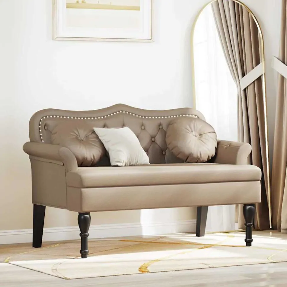 vidaXL Chesterfield Bank Cappuccino 120,5 x 65 x 75 cm Nep Leer