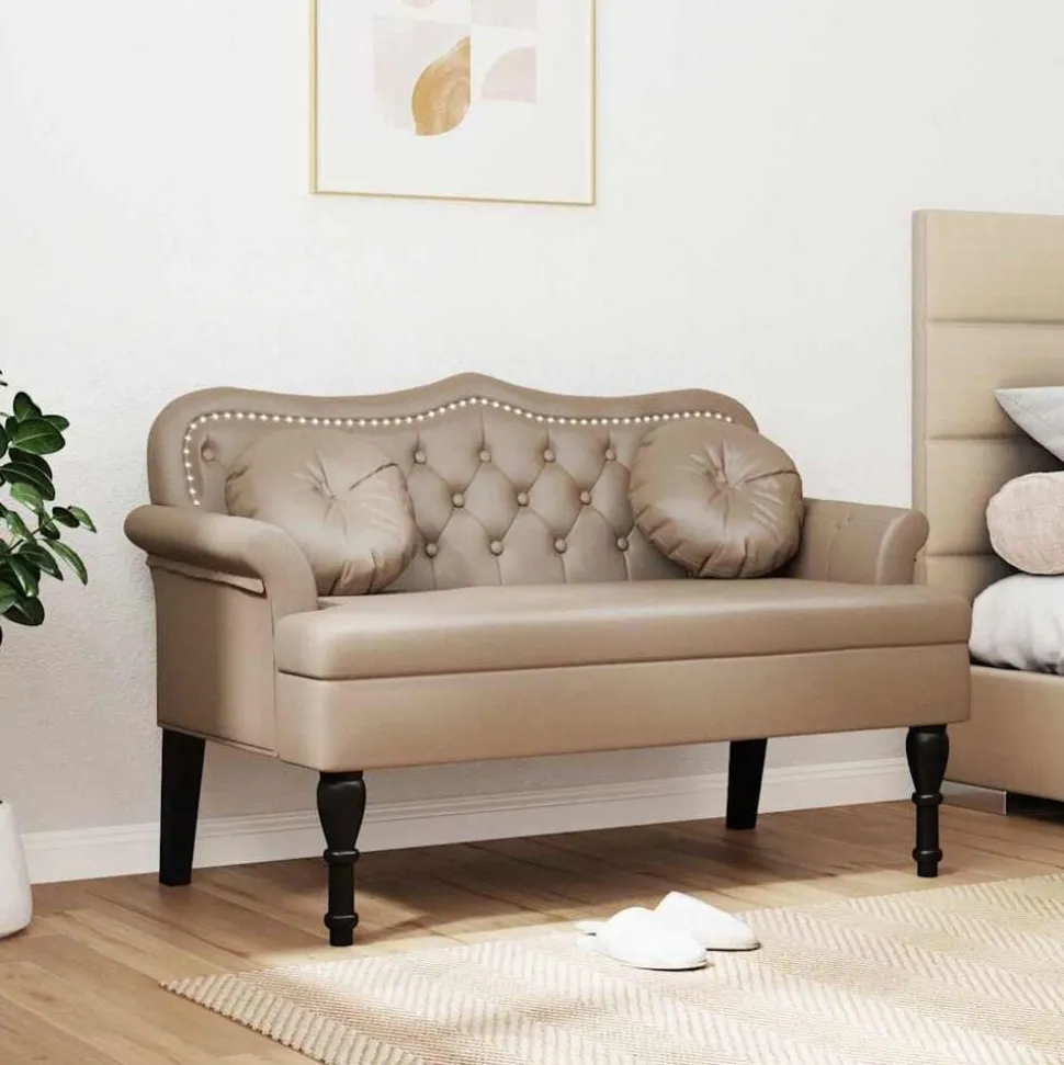 vidaXL Chesterfield Bank Cappuccino 120,5 x 65 x 75 cm Nep Leer