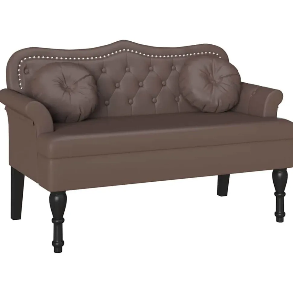 vidaXL Chesterfield Bank met kussen Bruin 120,5 x 65 x 75 cm Nep Leer