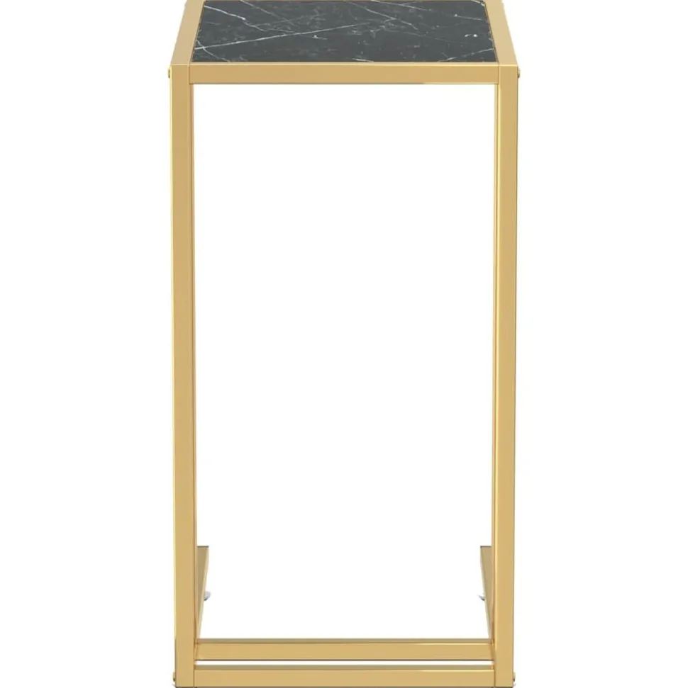 vidaXL Computer bijzettafel 50x35x65 cm gehard glas zwartmarmerkleurig