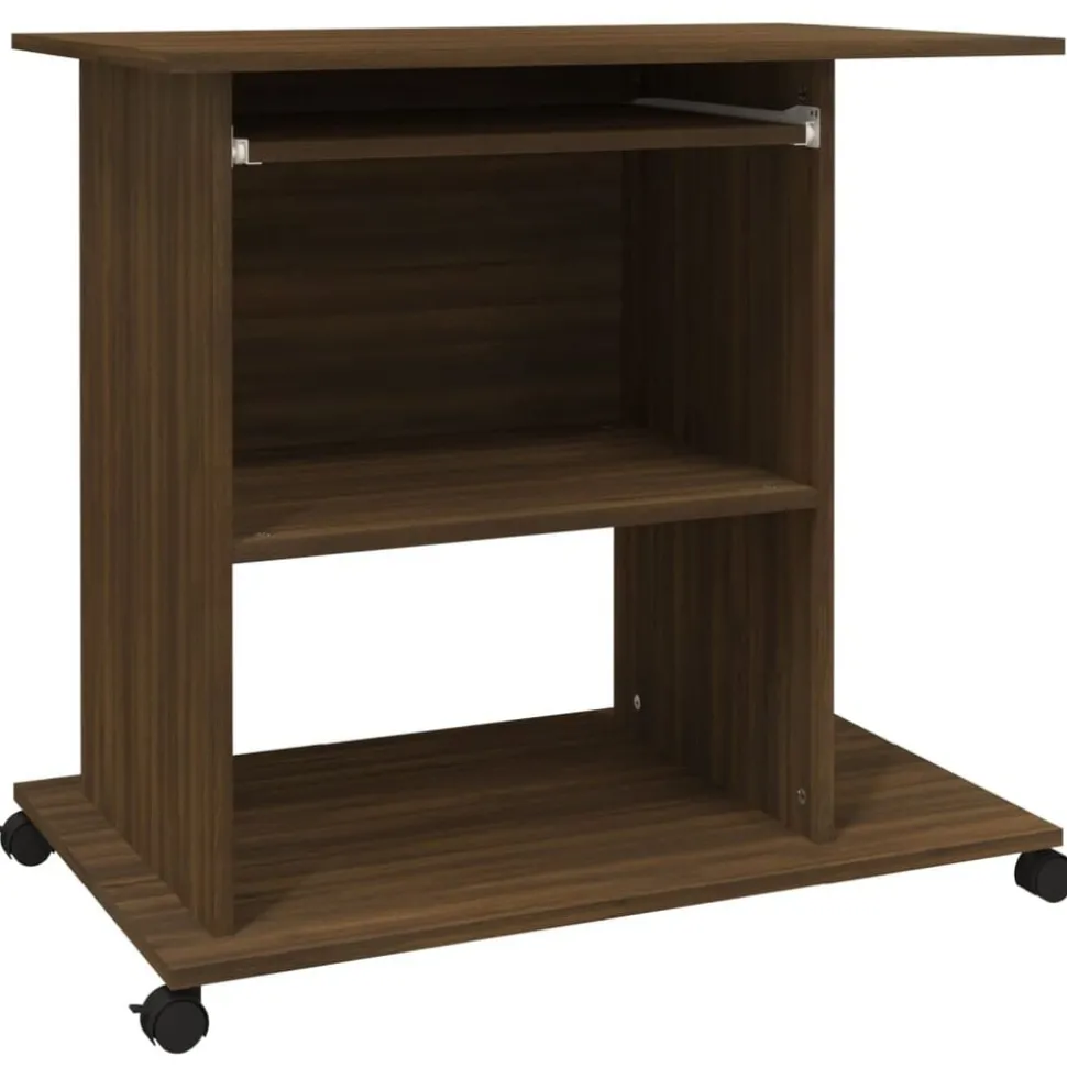 vidaXL Computerbureau 80x50x75 cm bewerkt hout bruin eikenkleur