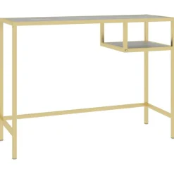 vidaXL Computerbureau 100x36x74 cm gehard glas zwartmarmerkleurig