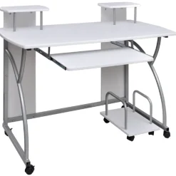 vidaXL Computerbureau 110x52x88,5 cm bewerkt hout wit