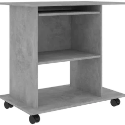 vidaXL Computerbureau 80x50x75 cm bewerkt hout betongrijs