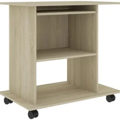 vidaXL Computerbureau 80x50x75 cm bewerkt hout sonoma eikenkleurig