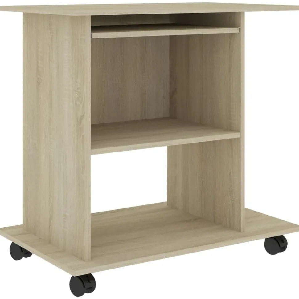 vidaXL Computerbureau 80x50x75 cm bewerkt hout sonoma eikenkleurig
