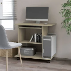 vidaXL Computerbureau 80x50x75 cm bewerkt hout sonoma eikenkleurig