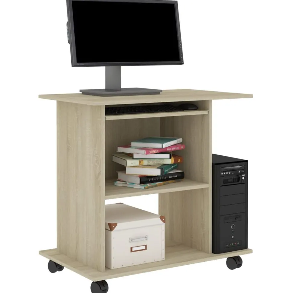 vidaXL Computerbureau 80x50x75 cm bewerkt hout sonoma eikenkleurig