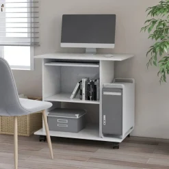 vidaXL Computerbureau 80x50x75 cm bewerkt hout wit