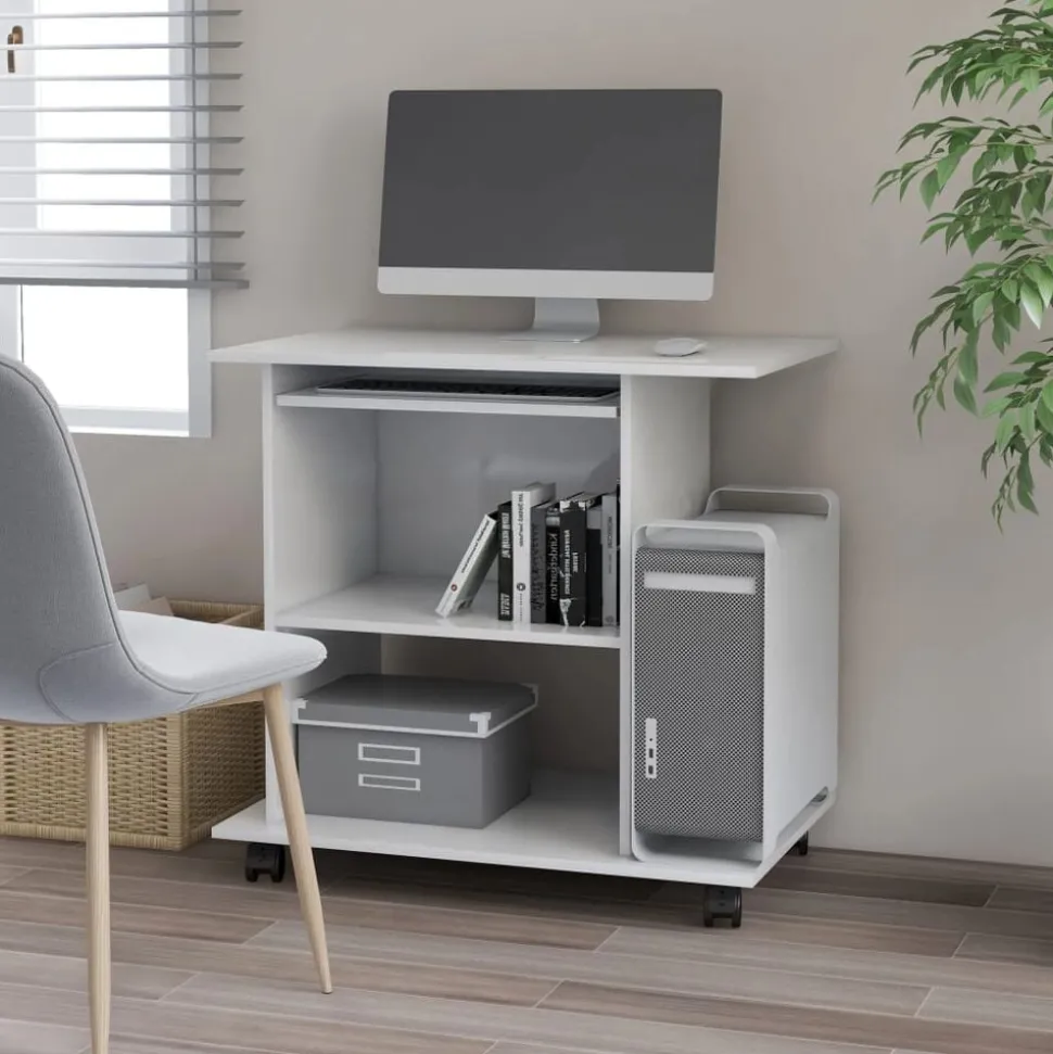 vidaXL Computerbureau 80x50x75 cm bewerkt hout wit