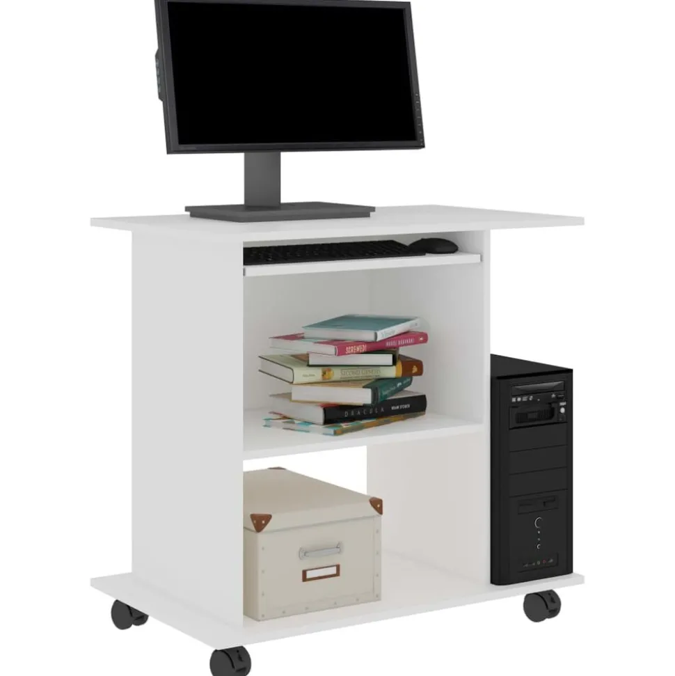 vidaXL Computerbureau 80x50x75 cm bewerkt hout wit