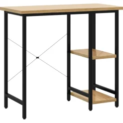 vidaXL Computerbureau 80x40x72 cm MDF metaal zwart lichteikenkleurig